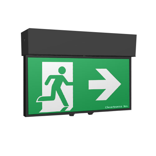 Form 16M Exit Exit, Surface Ceiling Mount, L10 Nanophosphate, DALI-2 Emergency, All Pictograms, Double Sided, Satin Black Frame
